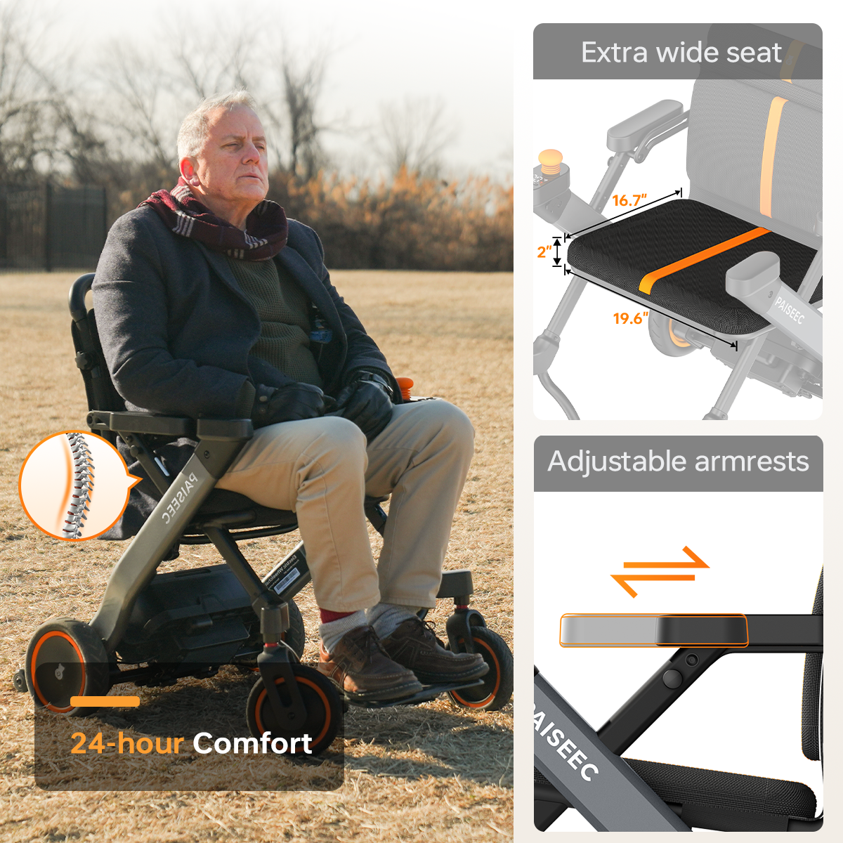 Paiseec 2-in-1 Electric Wheelchair W1