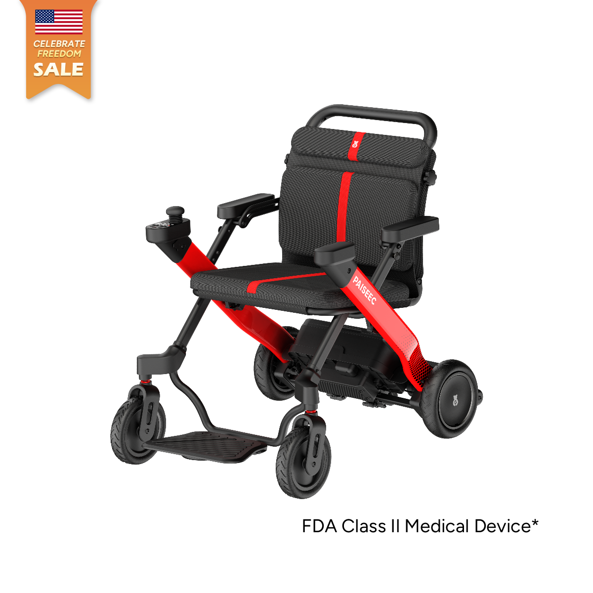 Paiseec W1 electric wheelchair in Red