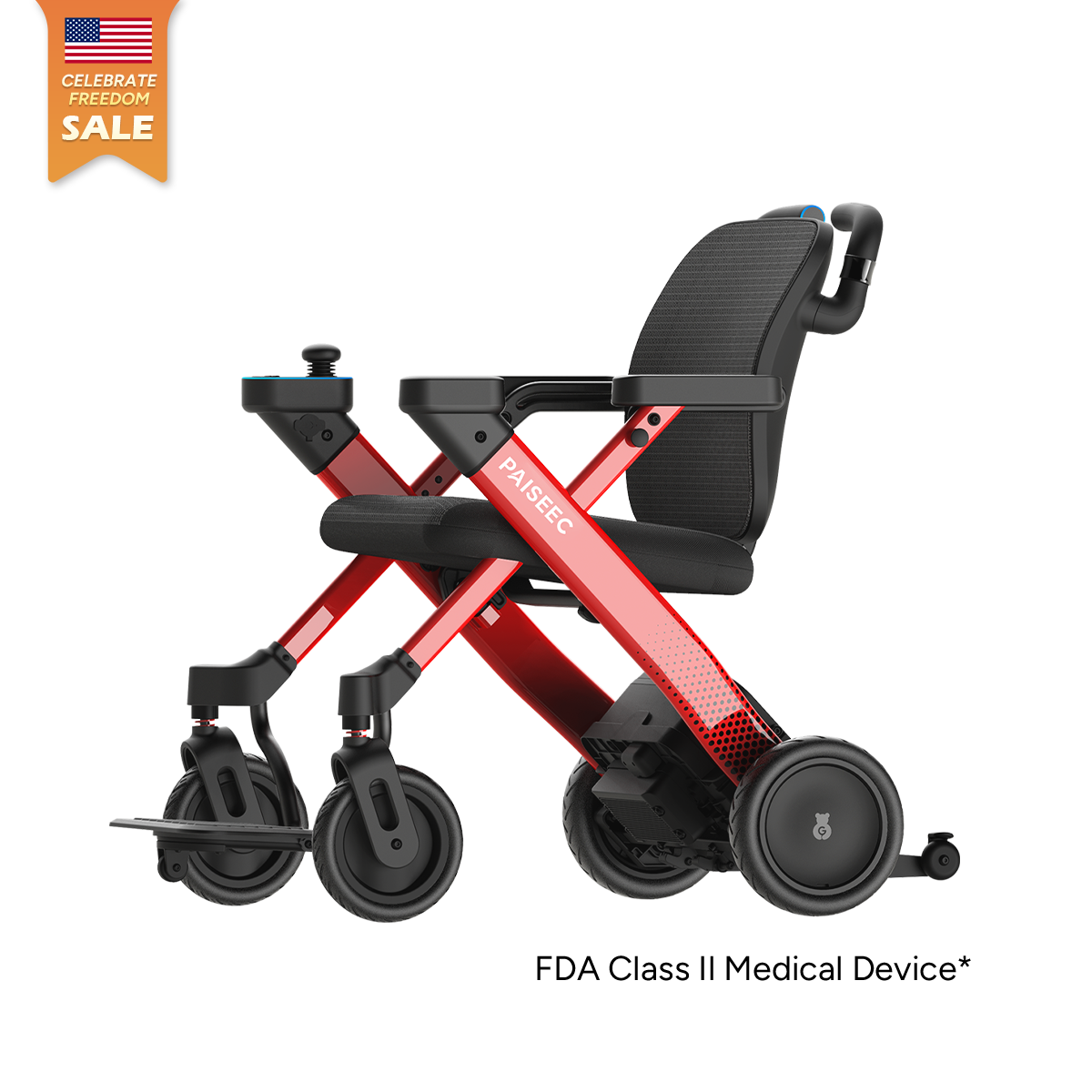 Paiseec W3 electric wheelchair in Red