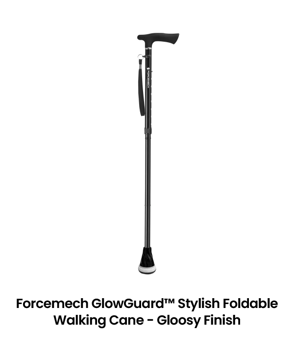 Forcemech GlowGuard™ Stylish Foldable Walking Cane - Gloosy Finish